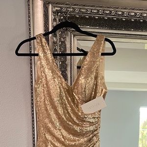 NEW WITH TAGS! REVELRY Dawson Sequin Dress / Champagne Gold 202 / Size 4